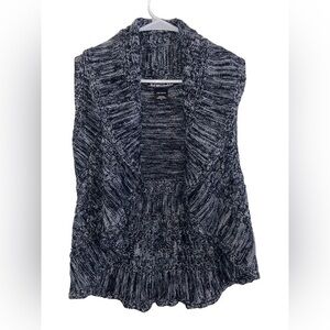 United States Sweaters Cardigan Grey Sleeveless Cowl Open Front Ruffle Sz: Small